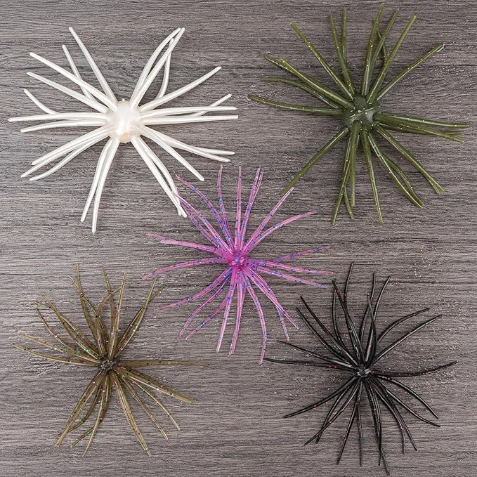 QualyQualy Sea Urchin Soft Lure, Super Durable Tentacle Creature Lure for Bass Pike Trout Fishing Easy Catch Saltwater Freshwater Soft Lures TPE Material