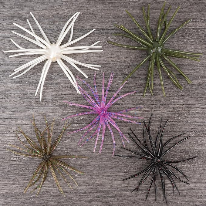 QualyQualy Sea Urchin Soft Lure, Super Durable Tentacle Creature Lure for Bass Pike Trout Fishing Easy Catch Saltwater Freshwater Soft Lures TPE Material