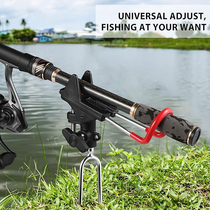 PLUSINNO Fishing Rod Holders - Upgraded 360 Degree Adjustable Fishing Pole Stand Equipment for Bank, Beach, Gift for Men