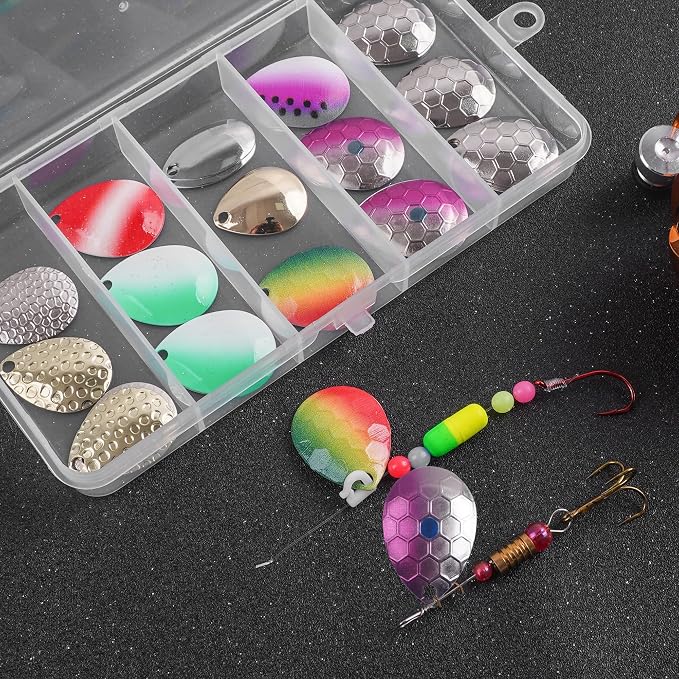 Walleye Rig Making Kit DIY Fishing Lure Spinner Making Kit Supplies Parts Crawler Harness Live Bait Rigs Colorado Blades Pompano Floats Clevis Beads Tackle Fishing