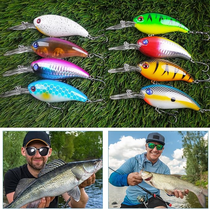 Fishing Lures Hard Bait Minnow Swimbait Crankbait Jerkbait Lure with Treble Hooks 3D Eyes Freshwater Saltwater Fishing Lures for Bass Trout Walleye Pike Catfish