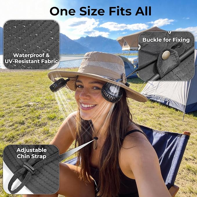 AMACOOL Bucket Hat Fan Pro, Gifts for Father Dad Husband, Fishing Essentials for Women Men, Camping Hiking Beach Gardening