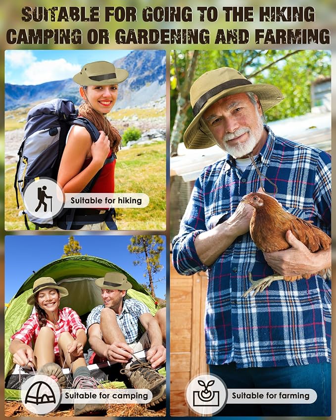 Foaincore Safari Hats Wide Brim Boonie Bucket Hats Sun Protection Summer Fishing Hat for Men Women Hunting Hiking