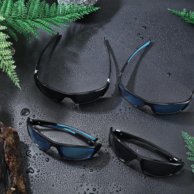 TOODOO 4 Pairs Men Polarized Sunglasses with UV Protection Driving Glasses Sports for Sport Outdoor Activities