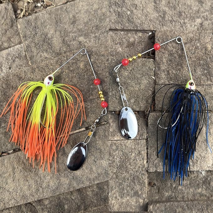 Spinner Baits for Bass Fishing 3/8oz, 6 Pcs Freshwater Fishing Lures Kit, Premium Spinnerbaits for Walleye, Crappie, Salmon & Pike