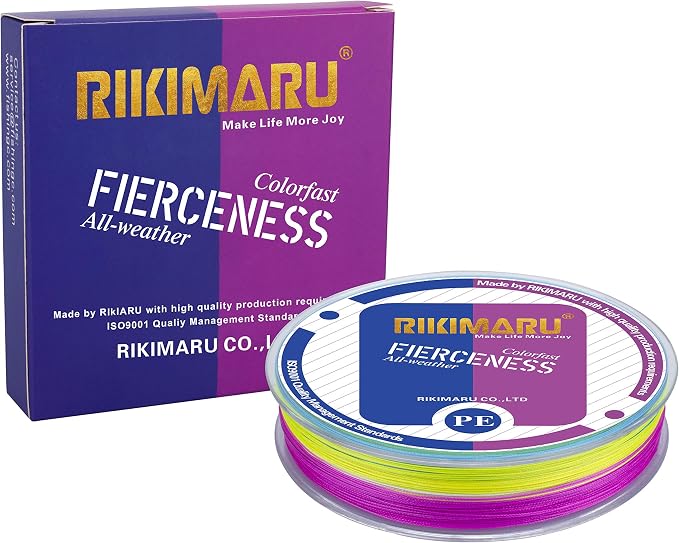RIKIMARU Braided Fishing Line Abrasion Resistant Superline Zero Stretch&Low Memory Extra Thin Diameter 327-1094 Yds, 4-180LB