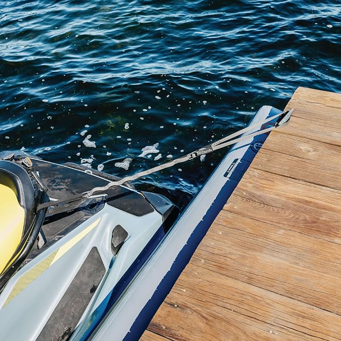 MISSION Boat Gear PWC Dock Line 2 Pack, Premium Bungee Dock Lines for Jet Ski & Boat Docking, Marine Grade Boat Rope, Stretch Boat Dock Line with Loop, Secure Boat Tie Downs for Dock Accessories