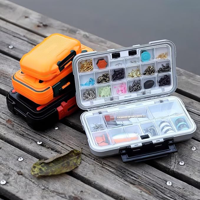 Fishing Tackle Box Bait Storage Case Hard Tackle Case Portable Hooks Lure Baits Storage Swivels Jigs Hooks Sinker for Vest Casting Fly Fishing (Orange Waterproof/1pcs)