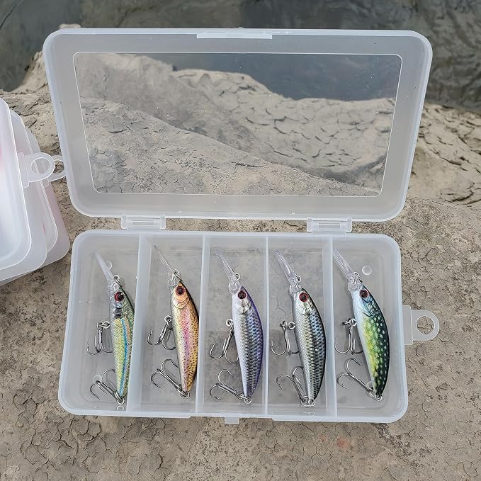 Minnow Fishing Lures crankbaits Set, 1/5oz Hard baits with Vibrant Colors for Trout, bass, Perch - Ideal for Stream and Lake Fishing, 5-Pack