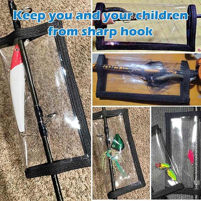 5 Pack Fishing Lure Wraps – Transparent Hook-and-Loop Covers for Crankbaits, Swimbaits, Fishing Rods & Poles