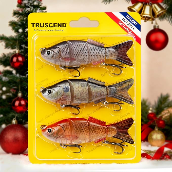 TRUSCEND Swimmax Easy Catch Fishing Lures with BKK Hooks, Wiggling, Vibrating, Rattling and Gurgling for More Bite, Heavy-Duty Dyneema Fiber Jointed Swimbaits for Bass, Trout, Walleye, Crappie, Pike