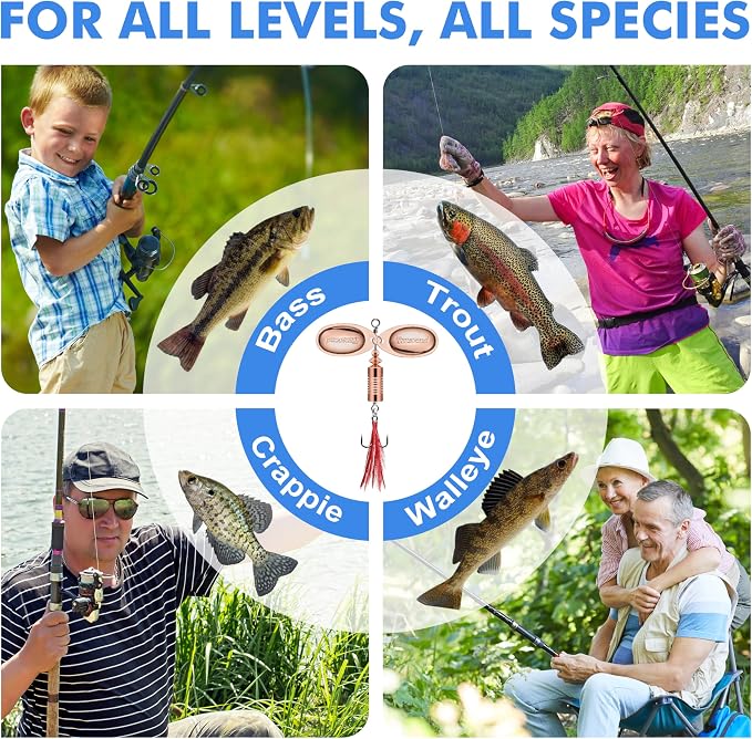 TRUSCEND Vibespinner Easy Catch Fishing Lures with BKK Hooks, Tail Spinner Baits with 4 Actions, Vibrating Swimming Flashing & Jigging for More Bites, Spoon Lures for Bass Trout Crappie Walleye Pike
