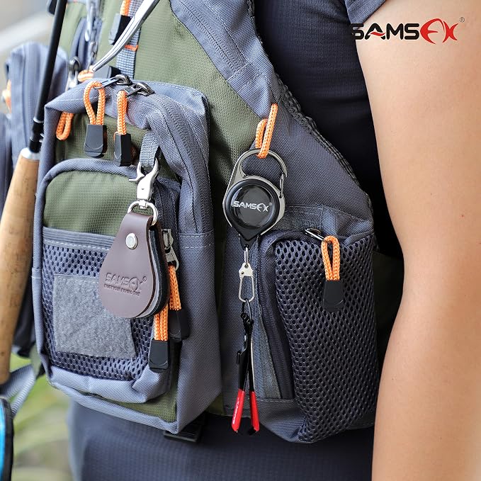 SAMSFX Fishing Knot Tying Tool, Multifunctional Fly Fishing Nippers with Retractor, Fishing Line Knot Tyer, Fast Tie Nail Knots, Tackle Box Accessory