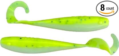 A.M. Fishing Curly Tail Jerkshad 4 Inch Soft Baits Garlic Infused,– 8 Pack – Saltwater & Freshwater Fishing Lures for Bass, Redfish, Snook, and Trout