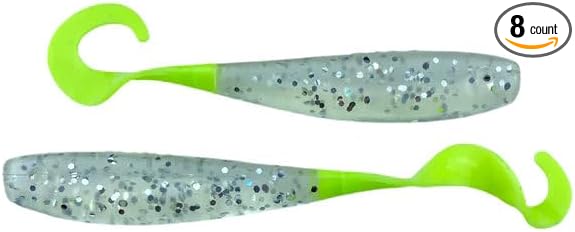 A.M. Fishing Curly Tail Jerkshad 4 Inch Soft Baits Garlic Infused,– 8 Pack – Saltwater & Freshwater Fishing Lures for Bass, Redfish, Snook, and Trout