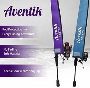 Aventik Lightproof Neoprene Rod Sleeve – Protective Fishing Rod Sock Cover with Hanging Loop & Adjustable Lanyard for Casting, Spinning & Trolling Rods