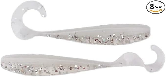 A.M. Fishing Curly Tail Jerkshad 4 Inch Soft Baits Garlic Infused,– 8 Pack – Saltwater & Freshwater Fishing Lures for Bass, Redfish, Snook, and Trout