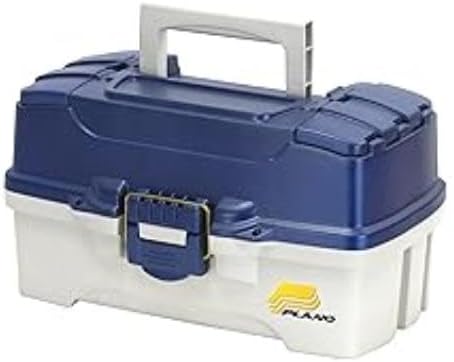 Plano 2-Tray Tackle Box with Dual Top Access, Blue Metallic/Off White, Premium Tackle Storage, 620206, One Size, (Pack of 4)