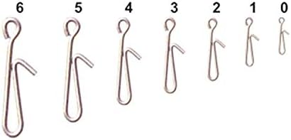 100pcs Fast Fishing Swivel Snap Clips Stainless Steel Hanging Snap Quick Lock Hook Link Clips Rigging Link Clips Safety Decoy Swivels Snap Size 0-6