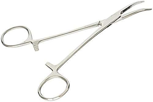 Forceps Set, Stainless Steel Hemostats, Curved & Straight Locking Forceps for Hook Removal, Serrated Jaws, Fishing Gear Tool, 5.5 Inch (2 Pack)