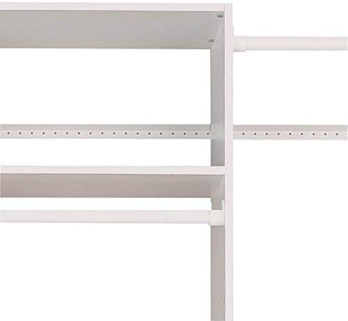 Easy Track OK1460 Deluxe Starter Closet Storage Wall Mounted Wardrobe Organizer System Kit with Shelves and Rods in White for Bedroom with Hardware