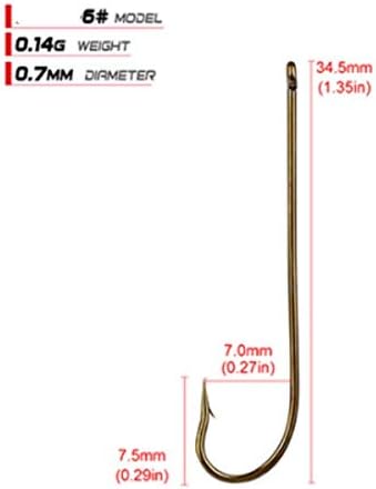 100pcs Long Shank Fishing Hooks High Carbon Steel Fly Tying Jig Hooks Super Sharp Barbed Hook Tips Tan Color 13 Sizes for Choice