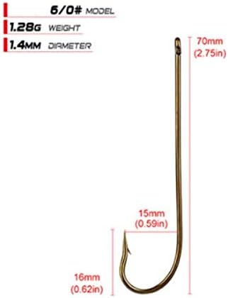 100pcs Long Shank Fishing Hooks High Carbon Steel Fly Tying Jig Hooks Super Sharp Barbed Hook Tips Tan Color 13 Sizes for Choice