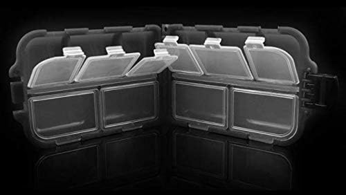 2x Small Hard Fishing Tackle Box Portable Case Hooks Lure Baits Storage Box Containers For Storing Swivels Jigs Hooks Sinker,10 Compartments (Black)