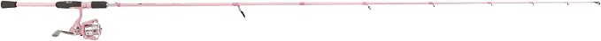 Profishiency Blush Spinning Fishing Combo, 6'6" 2-Piece Medium Fiberglass Rod, 3000 Size Spinning Reel, 5.2:1 Gear Ratio, 4+1 Bearings, Pre-Spooled with 10 lb Line