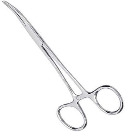 Forceps Set, Stainless Steel Hemostats, Curved & Straight Locking Forceps for Hook Removal, Serrated Jaws, Fishing Gear Tool, 5.5 Inch (2 Pack)