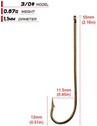 100pcs Long Shank Fishing Hooks High Carbon Steel Fly Tying Jig Hooks Super Sharp Barbed Hook Tips Tan Color 13 Sizes for Choice