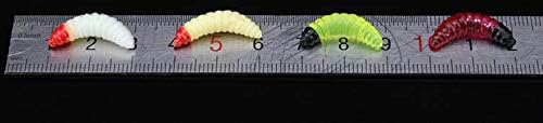 50pcs-1Inch Bass Fishing Worms Lures,Silicone Soft Maggot Baits Bread Worm Fishing Lure,5 Color