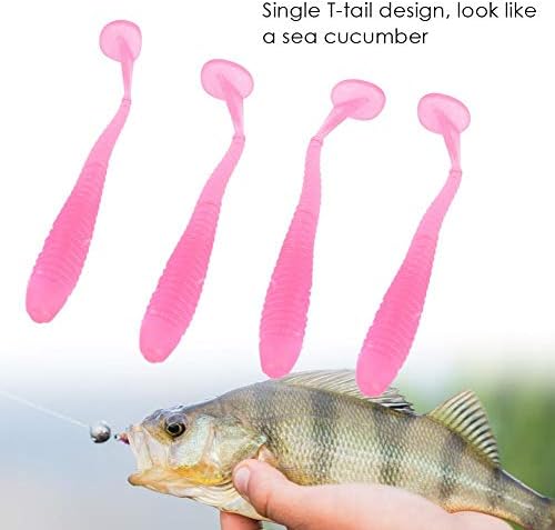 Tbest 50 Pcs 5cm Soft Fishing Lures, Plastic Fishing Bait T-Tail Grub Worm Baits Fish Tackle Accessory 9 Colors