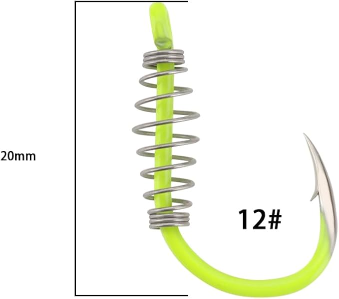 20Pcs Spring Fishing Hooks, High Carbon Steel Hooks with Metal Spring Barbed Swivel Fishing Hooks Suitable forPower Bait Trout Carp