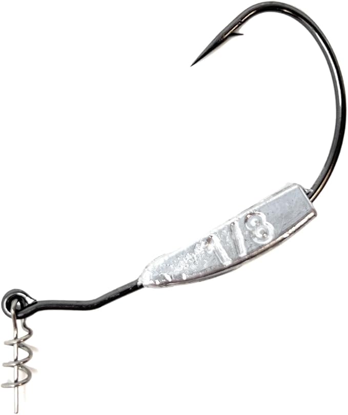 Reaction Tackle Weighted Swimbait Hooks for Bass Fishing - Weedless Fishing Hooks with Twist Lock for Freshwater and Saltwater (10-Pack)