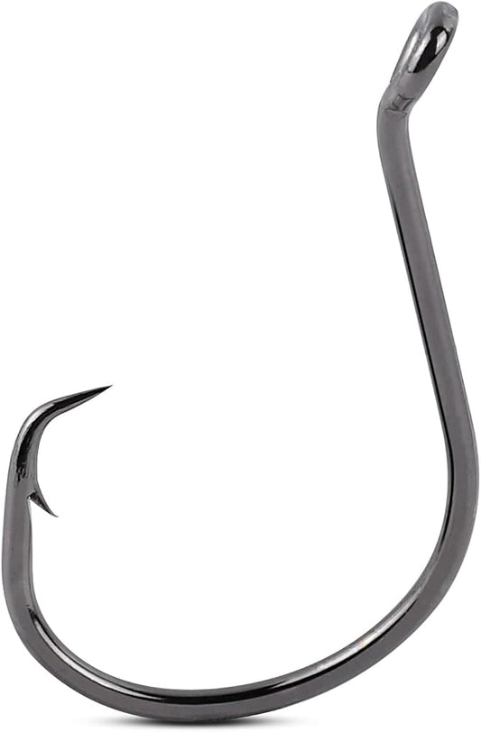 UCEC Circle Hooks Fishing Hooks 2X Strong Offset Circle Hooks Saltwater Black High Carbon Steel Octopus Catfish Fishing Hooks Fishing Gear Tackle 150pcs/ 240pcs - Size:#1 1/0 2/0 3/0 4/0 5/0 6/0 8/0