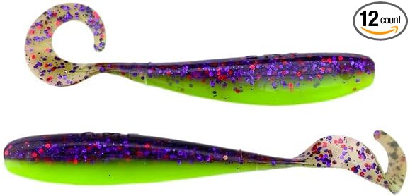 A.M. Fishing Curly Tail Jerkshad 3 Inch Soft Baits Garlic Infused,– 12 Pack – Saltwater & Freshwater Fishing Lures for Bass, Redfish, Snook, and Trout