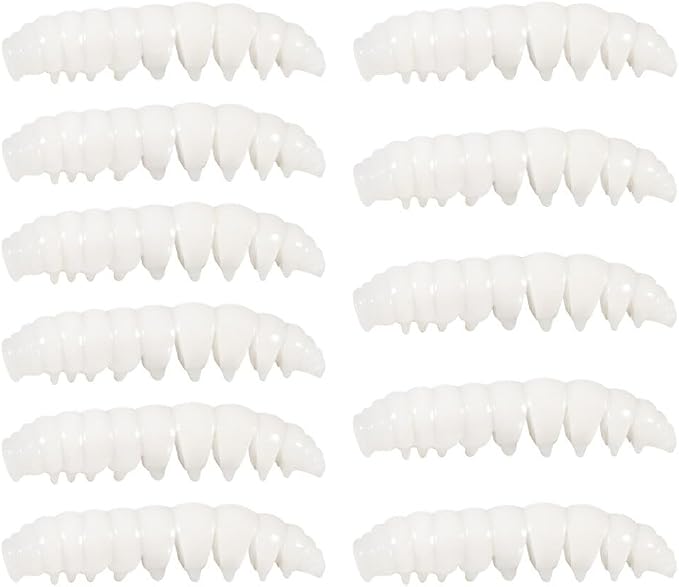 Soft Fishing Worm Baits TPR Segment Body Floating Lures for Freshwater Saltwater Bass Trout River Sea Fishing Gear 11pcs Set(white)