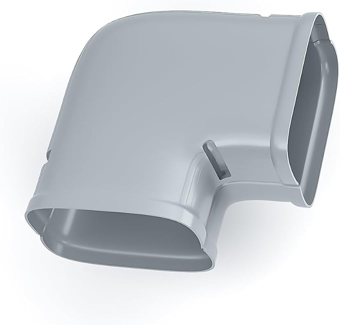Mini-Split Line Cover Accessories: 4" Width Flat Elbow for Mini Split AC & Central AC, Grey