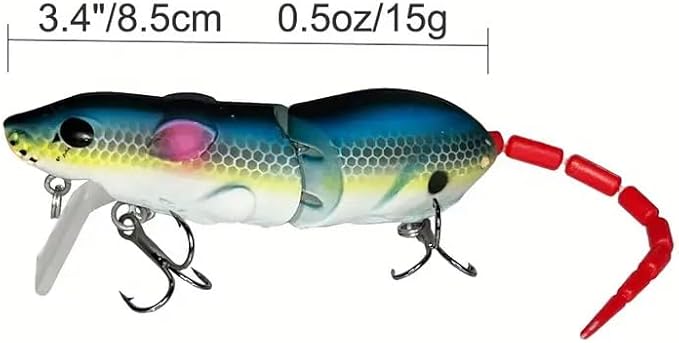 3Pcs Premium Topwater Mouse Fishing Lures - Realistic Bionic Rat Bait for Bass, Trout, Catfish, Pike, Perch - Freshwater & Saltwater Angling