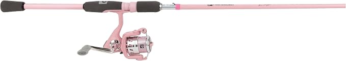 Profishiency Blush Spinning Fishing Combo, 6'6" 2-Piece Medium Fiberglass Rod, 3000 Size Spinning Reel, 5.2:1 Gear Ratio, 4+1 Bearings, Pre-Spooled with 10 lb Line