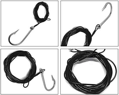 1/0-13/0 Shark Surf Rigs with 9.8ft 49-Strands Steel Leader(380-400Pound),Deep Sea Hooks for Big Fish