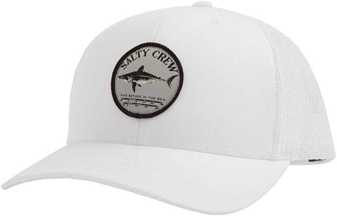Salty Crew Shark Logo Retro Trucker Hat - Unisex Adjustable Baseball Hat for Adults - Premium Cotton