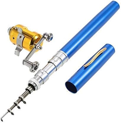 Jatzde Mini Portable Pocket Fish Rod Pen Aluminum Alloy Fishing Rod Pole Reel Combos…