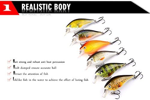 PROBEROS Crankbaits Set Fishing Lure Hard Baits Swimbaits Boat Ocean Topwater Lures Kit Fishing Tackle Hard Baits Set for Trout Bass Perch Fishing Topwater Lures Set