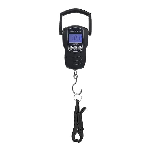 Digital Fish Scale, 75KG （165LB） Professional Fishing Scale Luggage Scale & Fish Lip Gripper Set with 5FT Tape Measure (with A Lip Gripper)