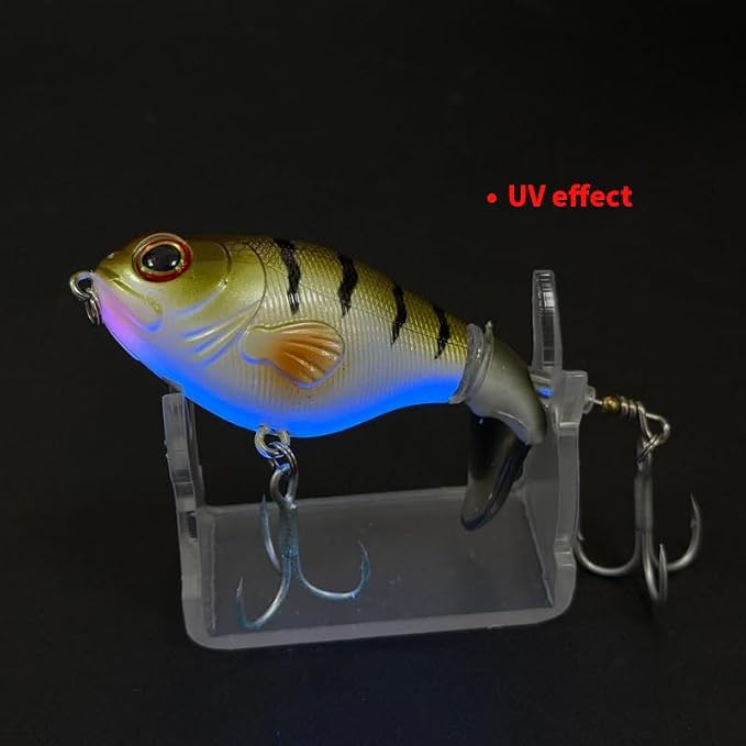 Topwater Fishing Lures 3pcs Fishing Bait Kit Bass Fishing Lure with Floating Rotating Tail Trout Pike Perch Swimbaits AH7517 2.95in Saltwater Plopper Bait Teasers Gift for Men Musky Lures