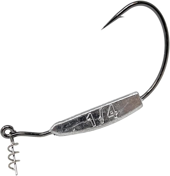 Reaction Tackle Weighted Swimbait Hooks for Bass Fishing - Weedless Fishing Hooks with Twist Lock for Freshwater and Saltwater (10-Pack)