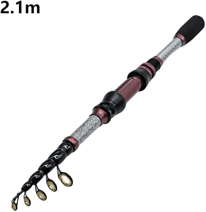 Carbon Telescopic Fishing Rod With Metal Reel Seat And Solid Tip, Equipped With UV Reinforced Guides For Longevity And Line Protection