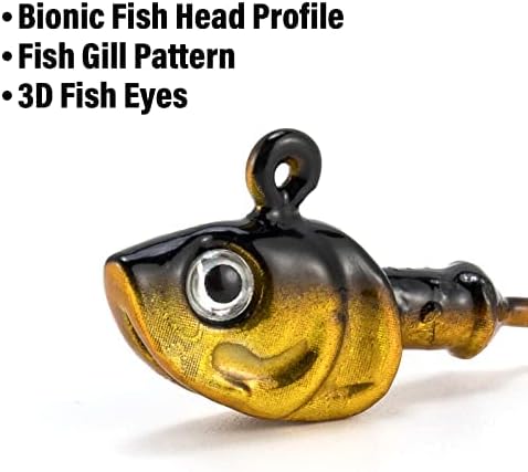Dr.Fish 10 Pack Swimbait Jig Heads, Saltwater Fishing Jig Heads 3D Eyes High Carbon Steel Hooks Surf Fishing Lures Flounder Striper Halibut Pompano Bass